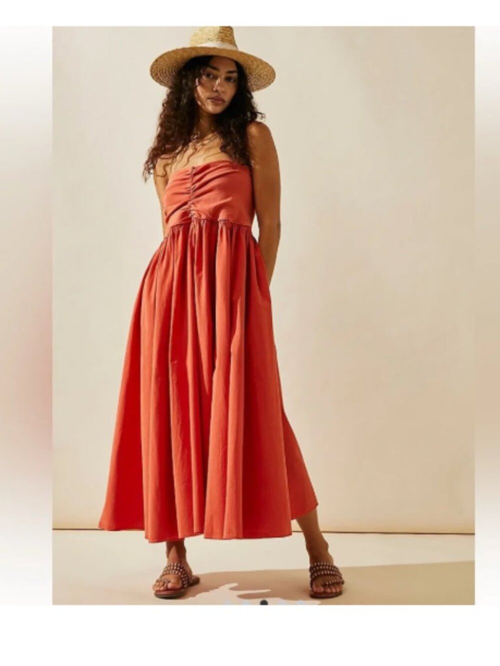 Free People Beach Orange Dimas Convertible Maxi Dress Size Small